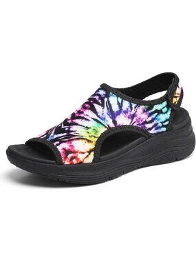 Women's Black White Summer Comfortable Arch Support Orthotic Walking Sandals
